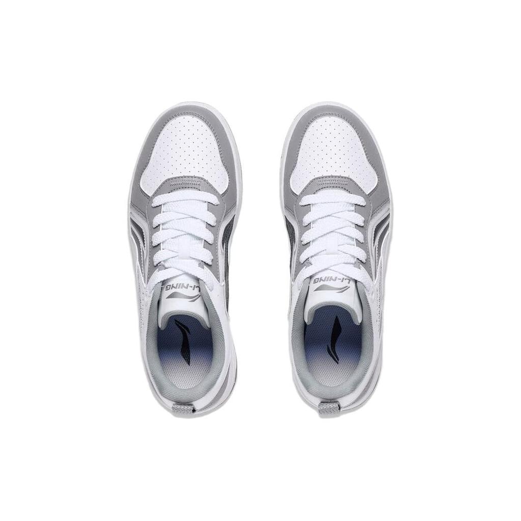 Li Ning Shiyi Slip Resistant Abrasion Resistant Low top Skateboard Shoes Men's White Gray AGCT341-3