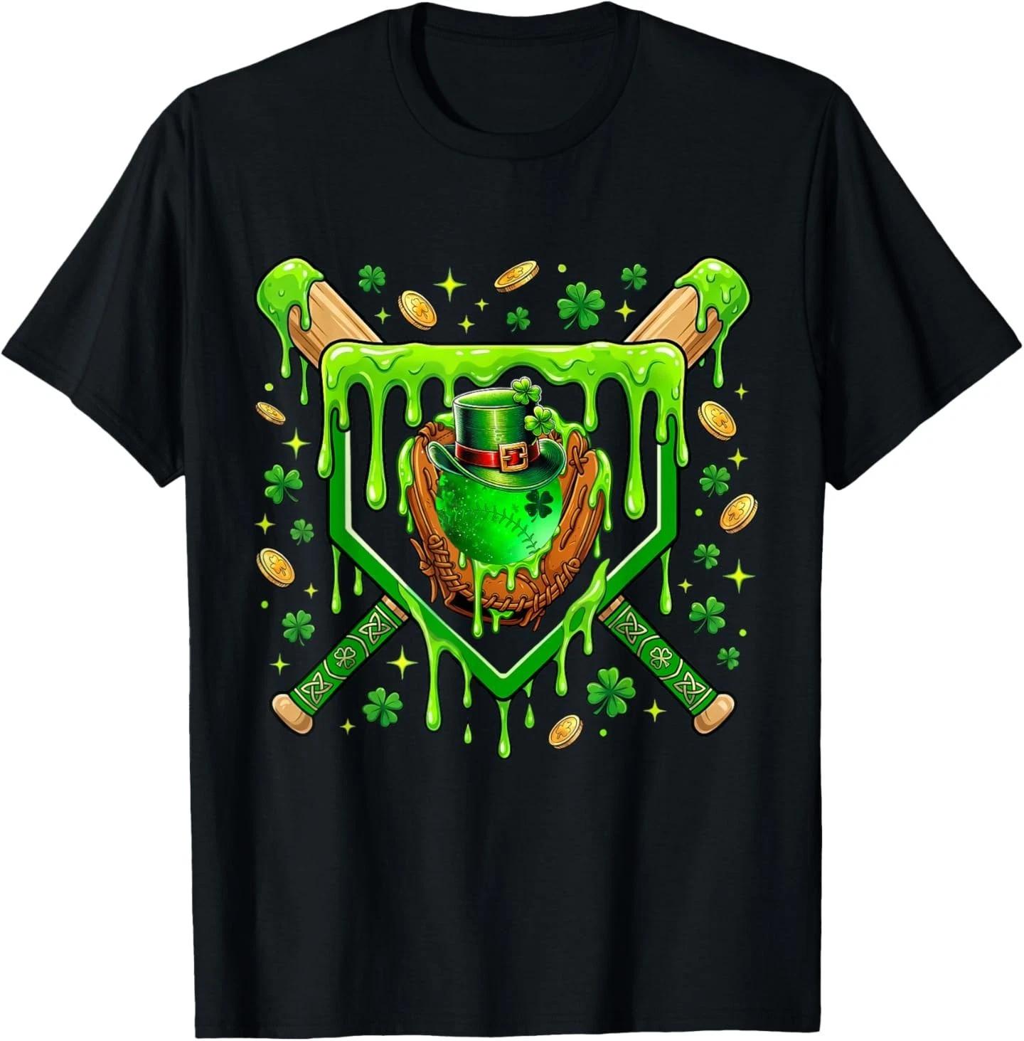 St Patricks Day Baseball Ice Cream Boys Mens Baseball Player T-Shirt 2XL