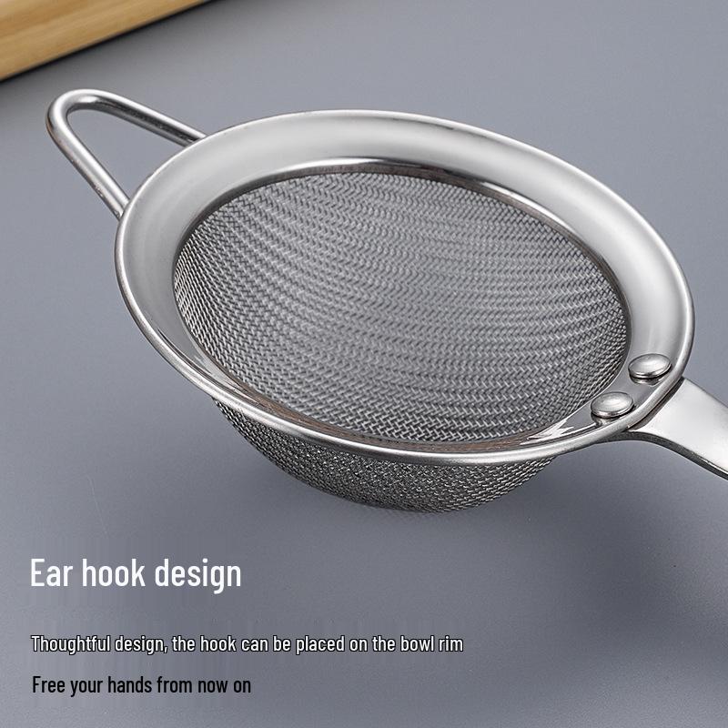 304 Stainless Steel Mesh Sieve with Wooden Handle for Soy Milk, Juice, Tea, and Baking