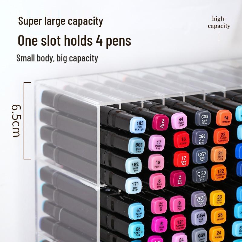 Large Acrylic Marker Storage Rack - Transparent, Oblique Design for Desktop Organization