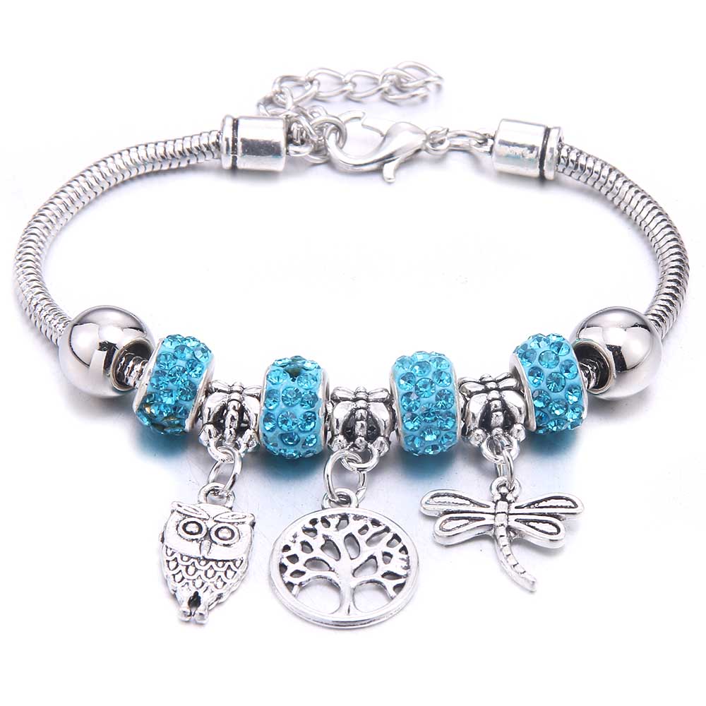 Papa snap Women Bracelet Colorful Crystal Charm Bracelet for Women DIY Beads Bracelets & Bangles Jewelry Gift