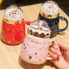 Japanese Hand Painted The Blue Sky and White Clouds Coffee Cup with Saucer Ceramic Handmade Tea Cup Saucer Set Cute Gift for Her