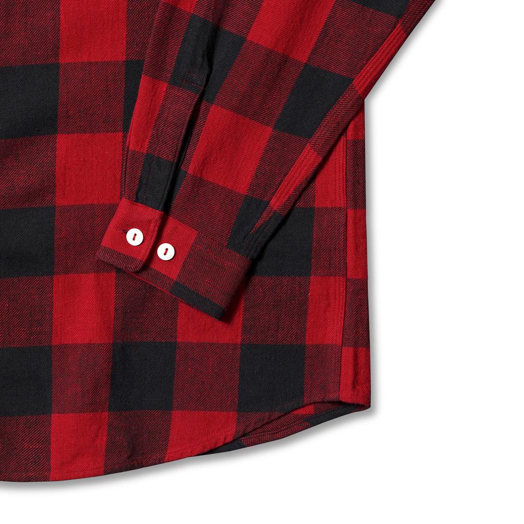 Bancheu Bgs Flannel Buffalo Check Cotton Work Shirt - Red