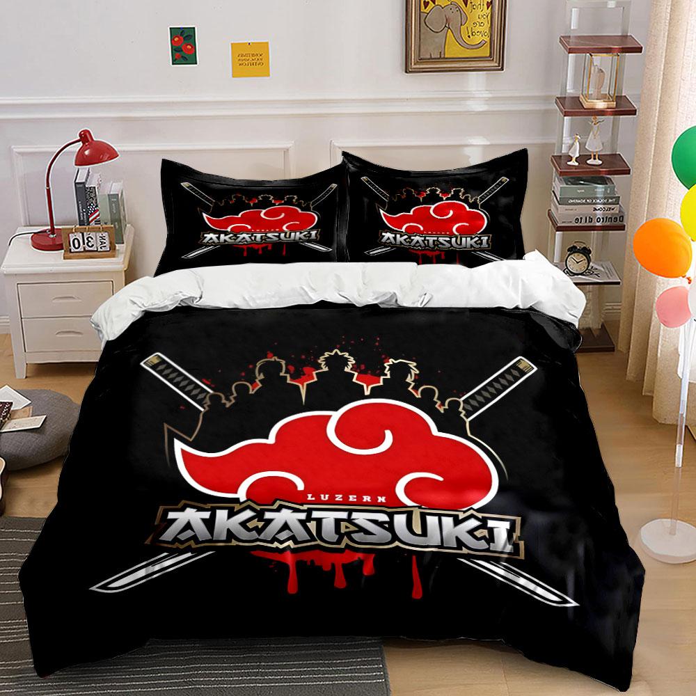 Ninja organizations in Japanese anime Bedding Set for Kids Luxury Gift 3pcs Digital Print Comforter Set Soft Comfortable