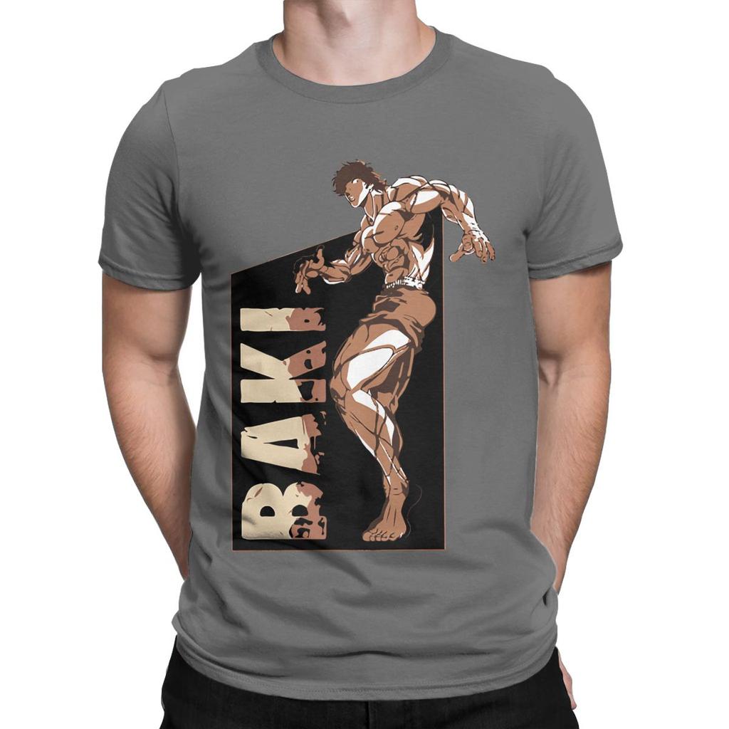 Men's T-Shirts Baki Hanma Grappler Yujiro Vintage Pure Cotton Tee Shirt Short Sleeve Anime T Shirts O Neck Clothes Gift