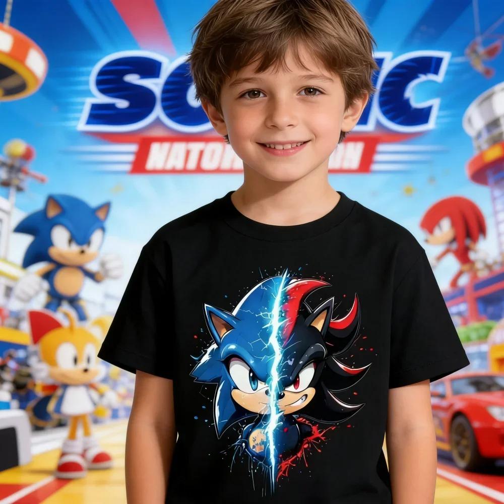 Sonic The Hedgehog Kids T-Shirt Anime Print Cotton Short Sleeve Boy Girl Summer Casual Top Gift