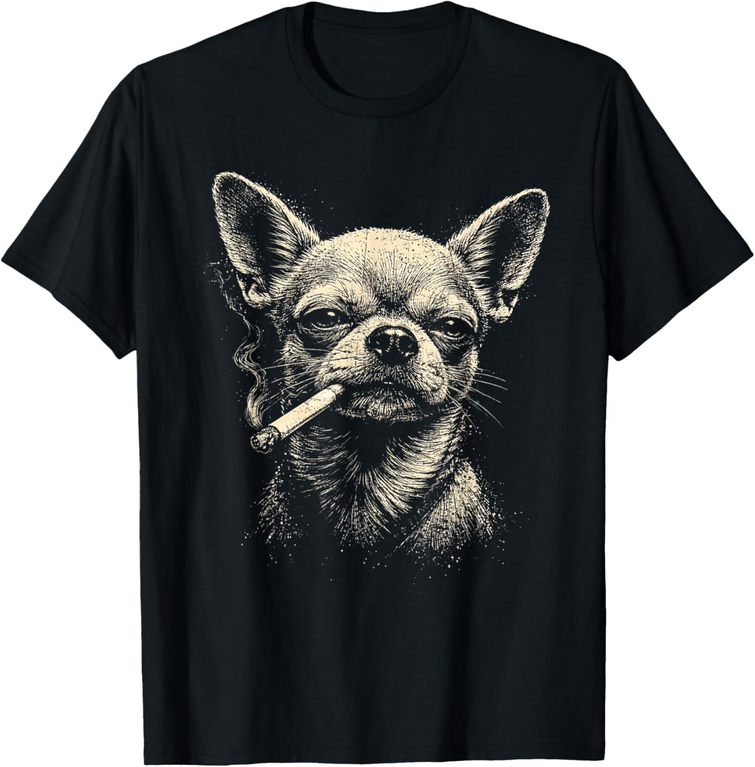 Dog Smoking Cigarette Funny Chihuahua Meme Vintage Funny T-Shirt S