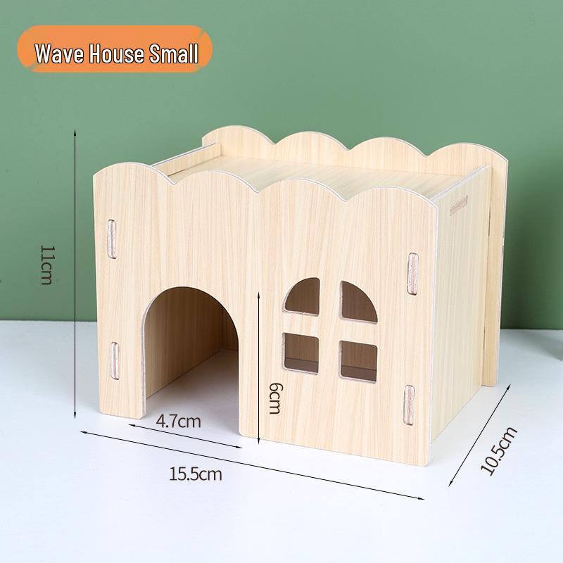 Luxury Solid Wood Hamster Villa with Pet Stairs and Sleeping Nest