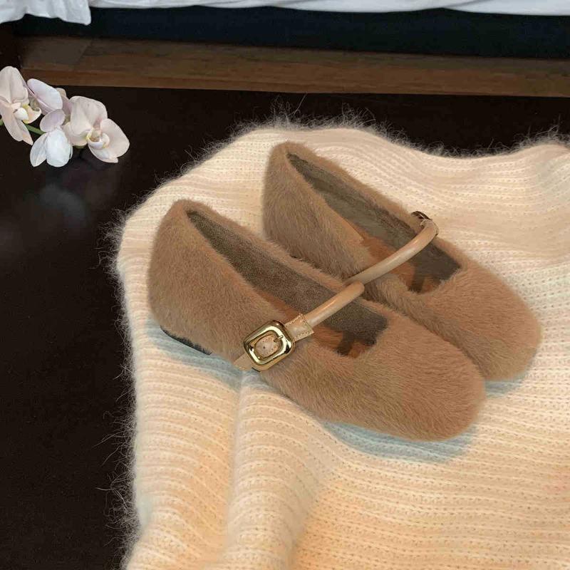 ~ Ballet Style One-word Belt Inner Height Increase Mao Mao Mary Jane Single Shoes Women's Autumn and Winter Models
