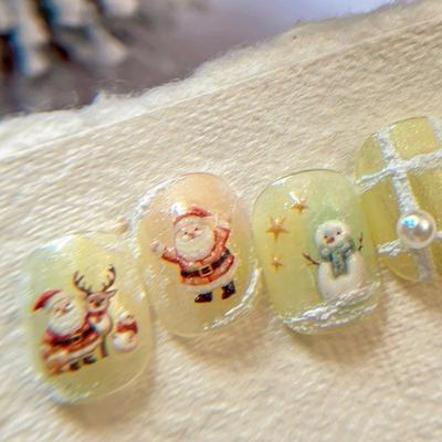 Christmas Nail Stickers Snowflake Relief 3D Christmas Tree Santa Claus Elk Snowman Cartoon Wearing Nail Stickers Manicure Decor