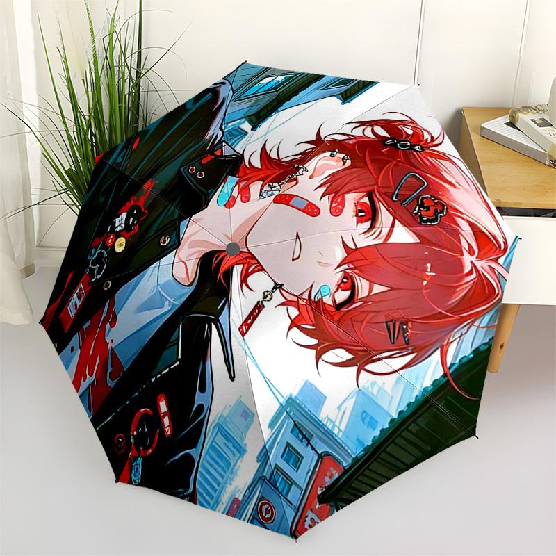 

1pc Redhead Anime Character Outdoor Umbrella - Automatic Opening & Closing, Portable 3-Fold Design, 8-Bone Iron Frame, Outdoor for Fans, Traveler