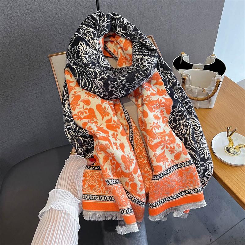 Paisley Pattern Tassel Scarf Warm Imitation Cashmere Shawl Women Winter Cold Proof Thicken Wrap Lady Pashmina Echarpe Poncho