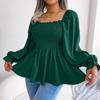 Echte Aufnahme Frühling/Sommer 2025 Damen Lässiges Chiffon-Oberteil mit Rüschen, quadratischem Ausschnitt und langen Ärmeln