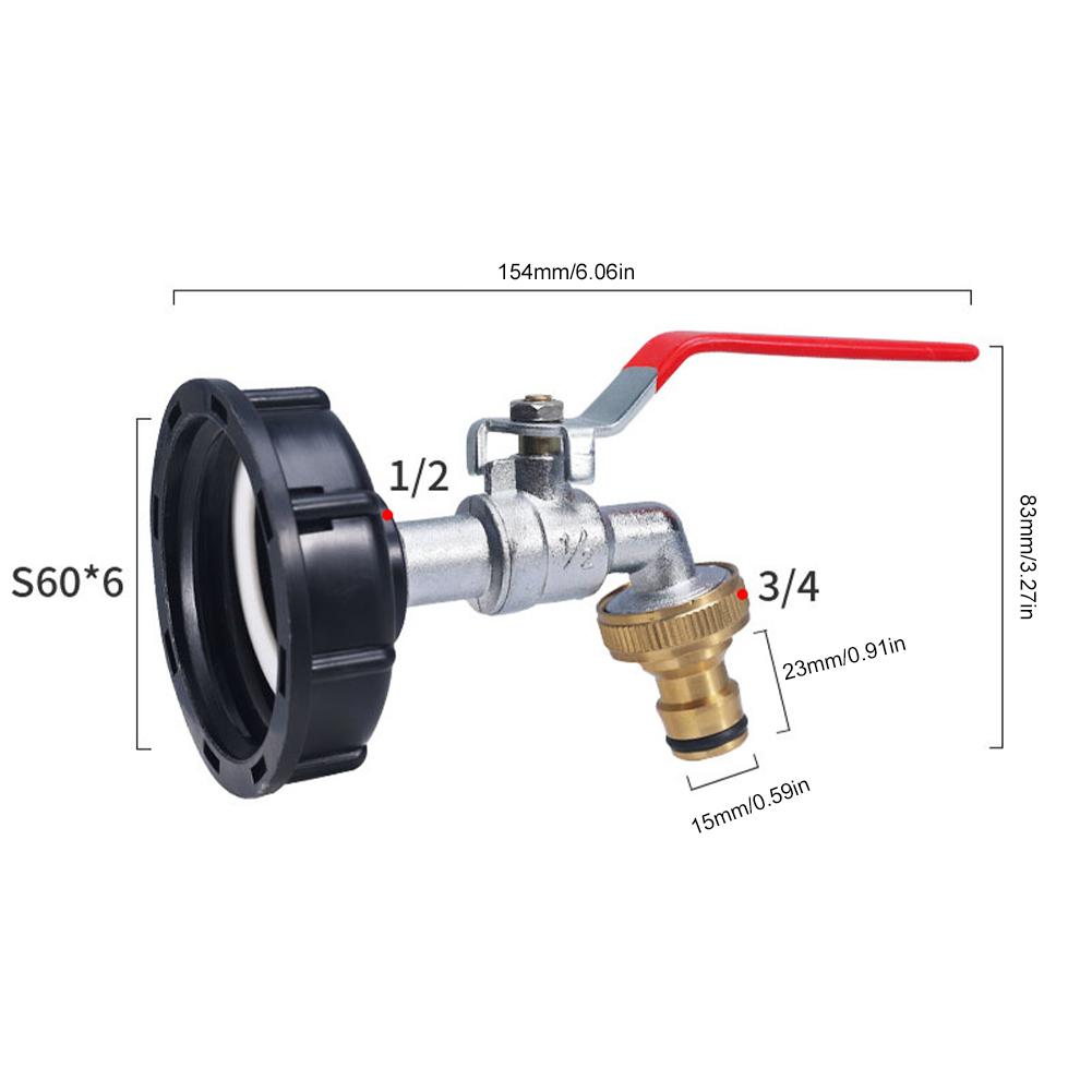 UYANGG IBC konteinerio čiaupo adapteris S60X6 stambus sriegis sodo greito sujungimo čiaupas lydinio konteinerio čiaupas 1000 litrų IBC konteinerio priedų vožtuvas