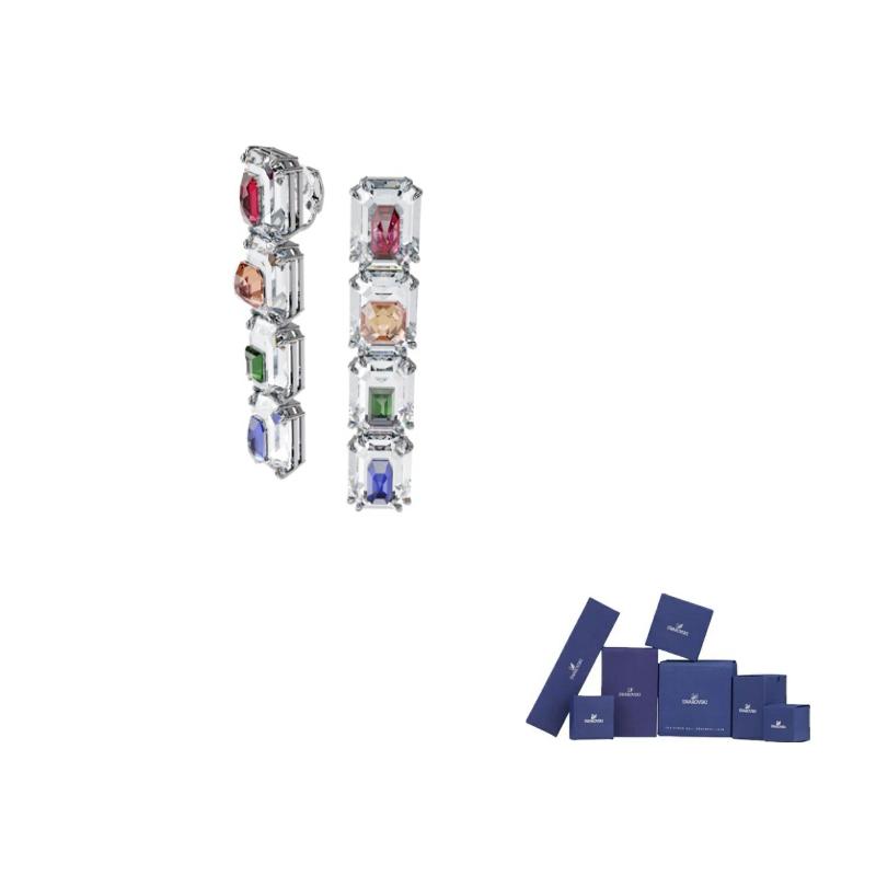 Swarovski Pendientes de Clip Chroma Oversize de Cristal de Imitación Chapados en Rodio Arcoíris para Mujer 5600628