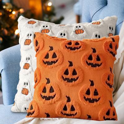 Halloween Throw Pillow Covers Fall Ghost Pumpkin Pillow Covers Machine Washable Couch Cushion Case for Sofa Bed Home Decorations
