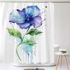 Watercolour Flower White Shower Curtain Simple Style 3D Plant Flowers Waterproof Polyester Bathroom Curtains Bath Screen Decor