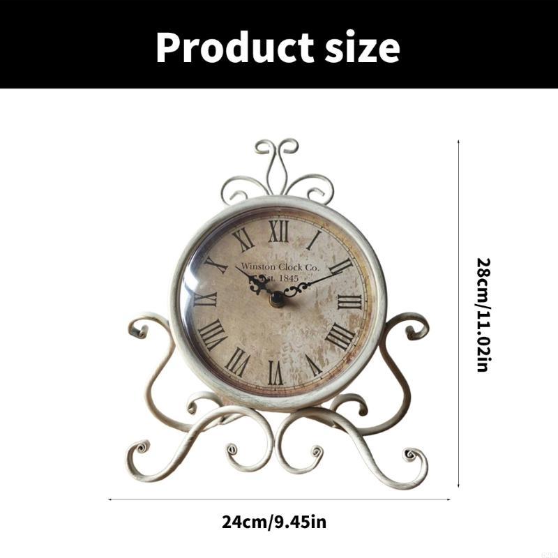 62KD Metal Desk Clock Classical Table Clocks Perfect for Bookshelves Desk Decoration