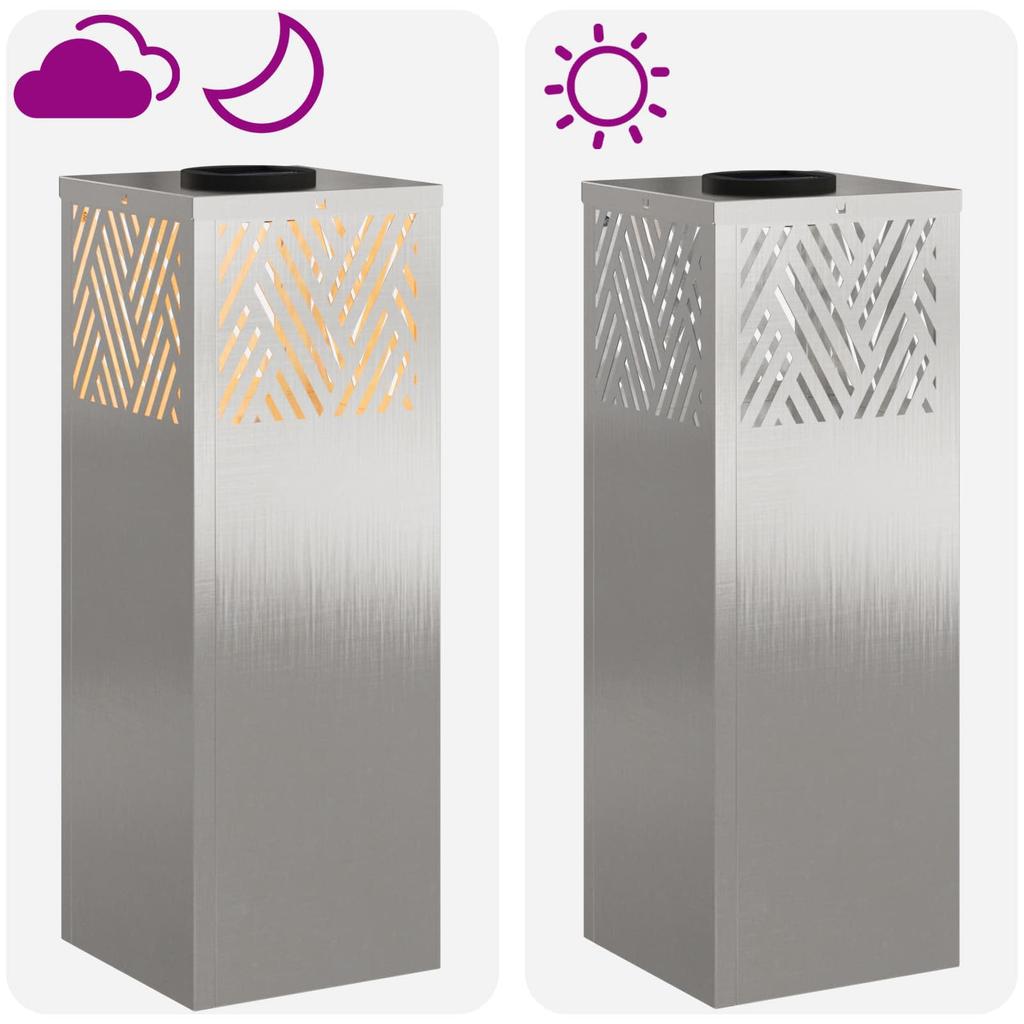 Solar LED Path Light 2 Pcs Silver Stainless Steel