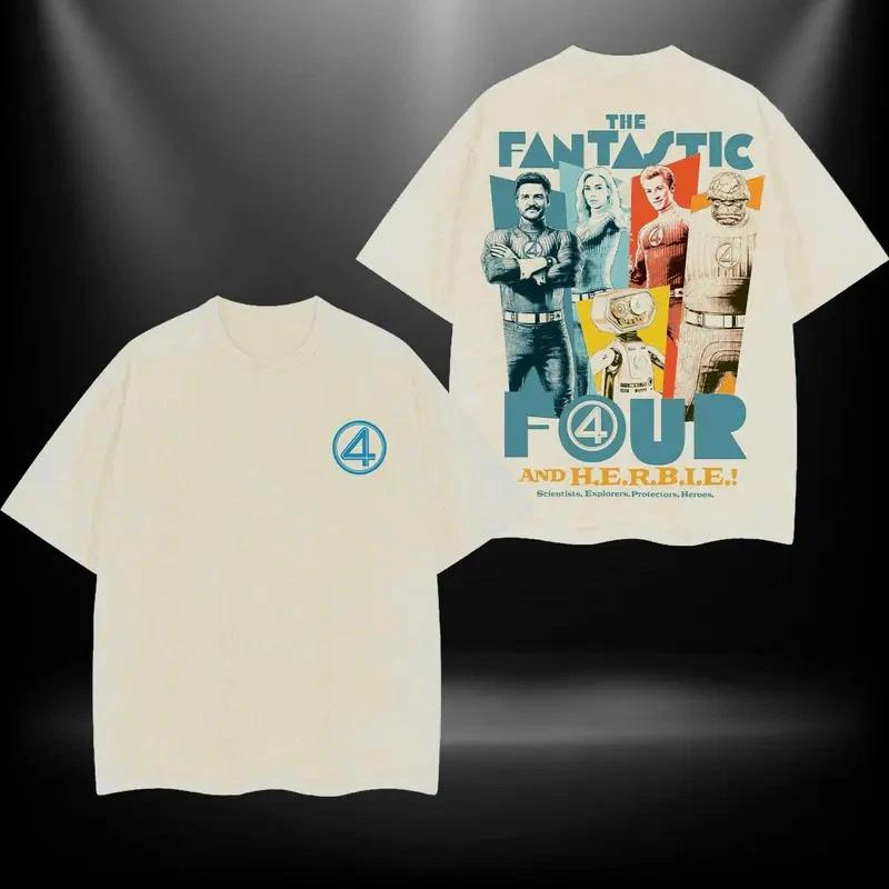 Fantastic 4 v1 MCU Comic Double Printed Fantasy Graphic Tee Mens T-Shirt XS