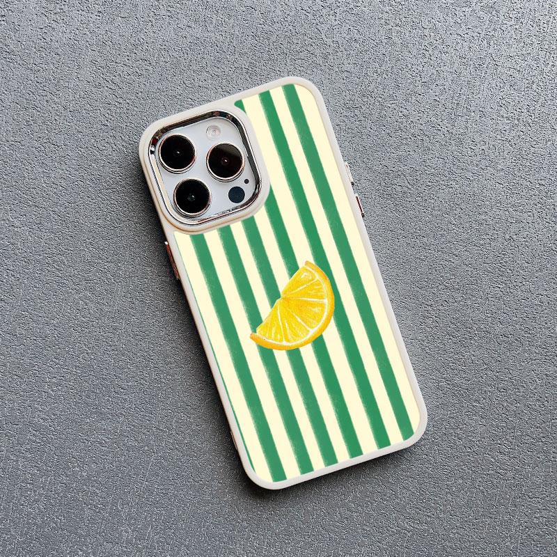 Czerwony Niebieski Pasek Owoce Cytryna Wiśnia Silikonowe Etui na Telefon dla IPhone 16 15 14 Pro Max Plus 13 12 11 Pro Max XR XS X 7 8 SE2 Pokrowiec