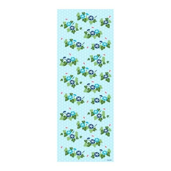 Hamamonyo Tenugui Towel - Small Goldfish and Asanoha Morning Glories, Yokohama Traditional Dyeing, 100% Cotton, Approx. 34cm x 90cm, Raw Edge