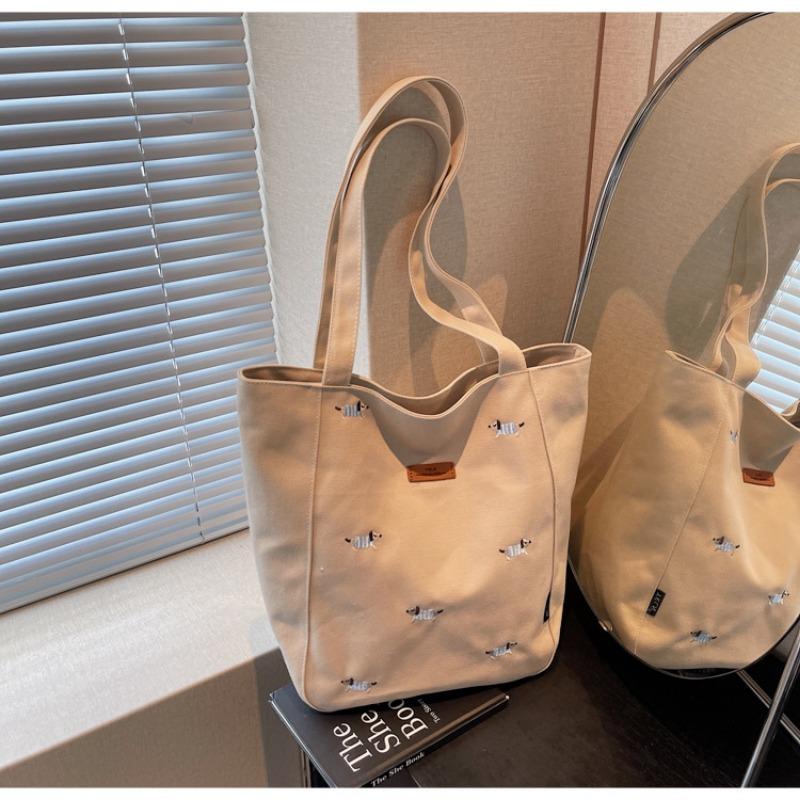 

Вышитая холщовая сумка женская большой вместимости новая летняя универсальная повседневная на плечо сумка-тоут для студентки хаки