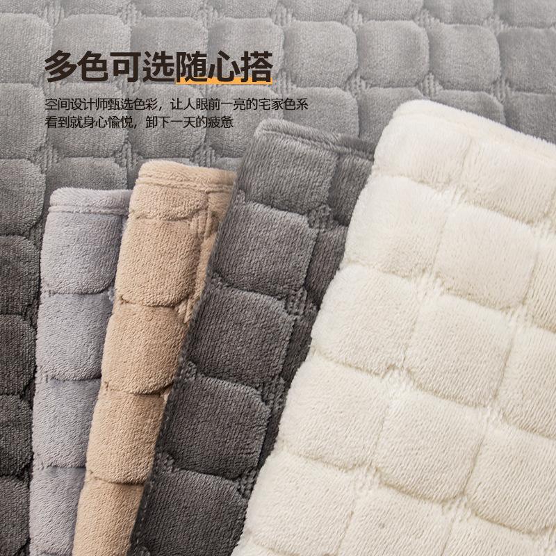 Flannel Plaid Sofa Cushion Winter Light Luxury High-End Plush Seat Cushion Simple Versatile Leather Sofa Cover Cross-Border