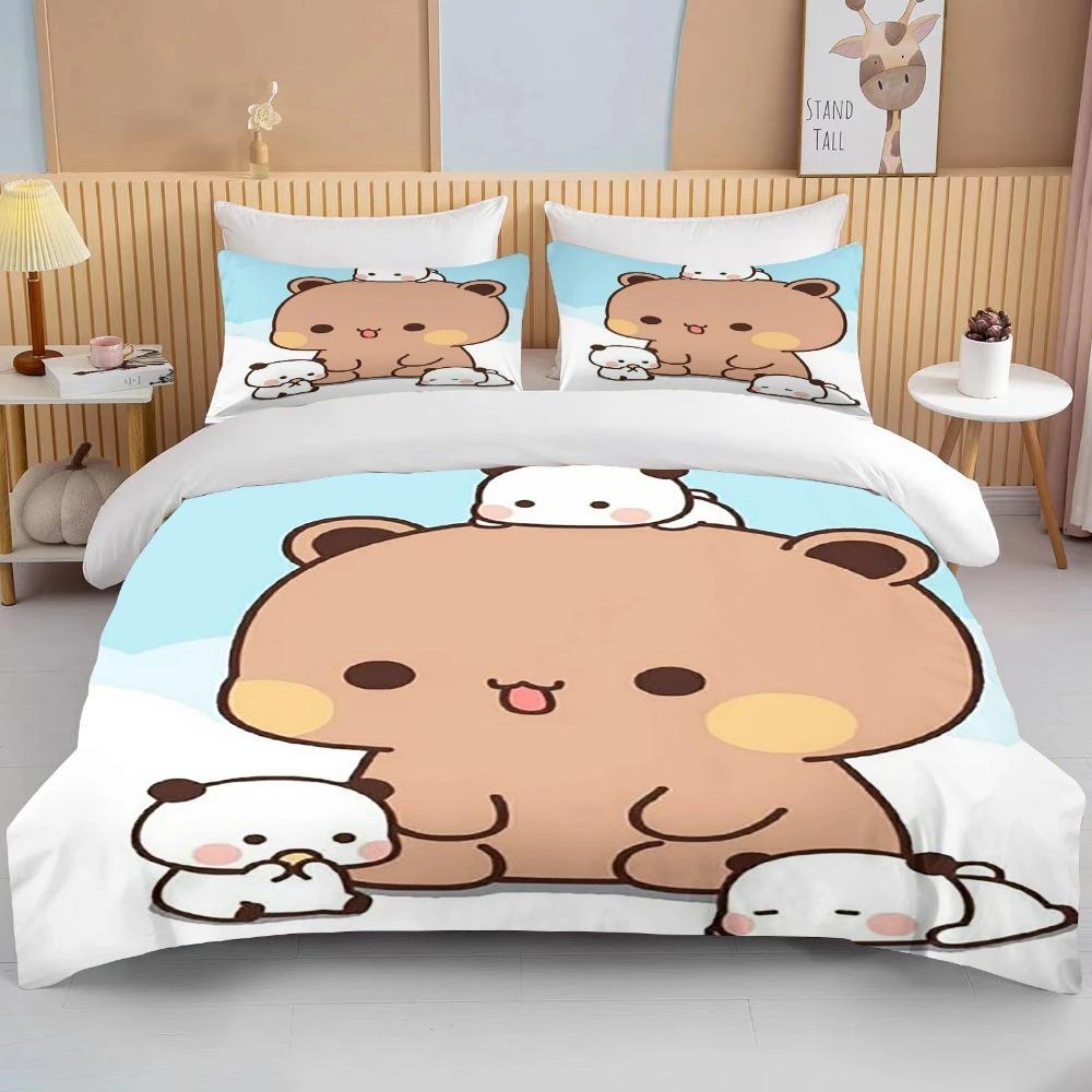 Cartoon Cute Bear Microfibre Bedding Sets,Children'sBirthday Gift with Zip Room Decor Teenagers adult Duvet Cover