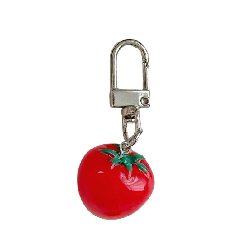 Novelty Tomato with Leaf Girl Keychain Charm Pendant Accessory for School Travel and Everyday Styles Daily Casual Use