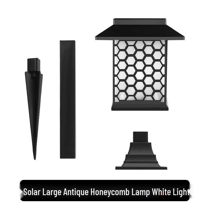 Antique Solar Garden Lamp: 5LED Lawn Stake Light Outdoor Decorative Lantern