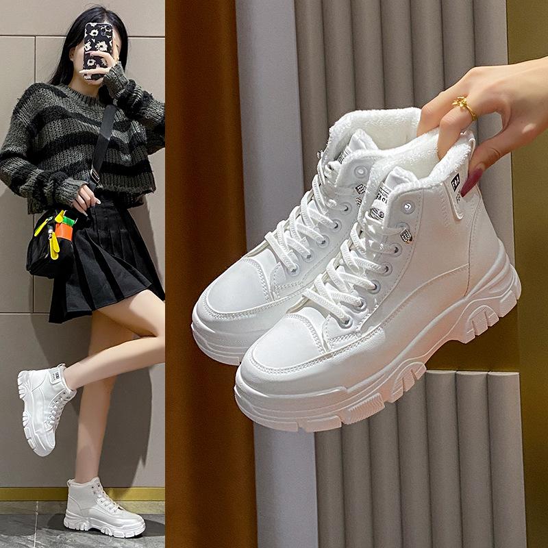 Fleece High-top Snow Boots Women's 2025 Winter New Student Ins Korean Version of Thermal Casual Shoes Cotton Shoes 920-1