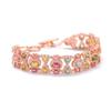 Women Jewelry Set Gaia Goddess Style Natural Looking Bracelet with Diamond Rose Ring Rainbow Color