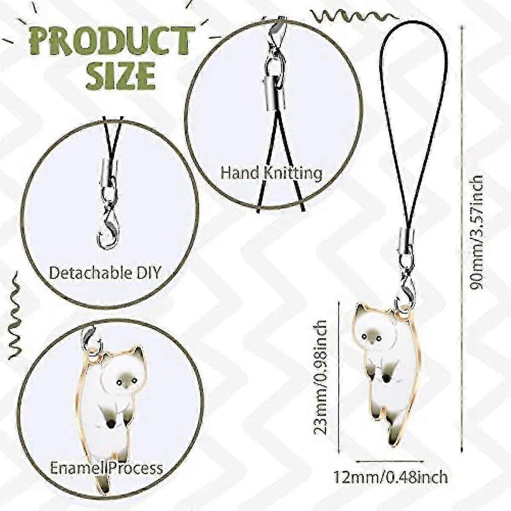 Six cute and beautiful cat-shaped phone charms, handmade, suitable as pendants, keychains, etc.