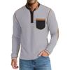 Long-sleeved Stand-up Collar Men's Autumn and Winter New Cotton Waffle T-shirt Casual Solid Color Bottoming