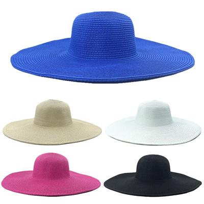 Sombrero de Verano Plegable de Ala Ancha para Mujer Color Sólido Sombrero de Paja Sombrero para el Sol Sombrero para el Sol para Vacaciones al Aire Libre Sombrero de Playa Marítimo