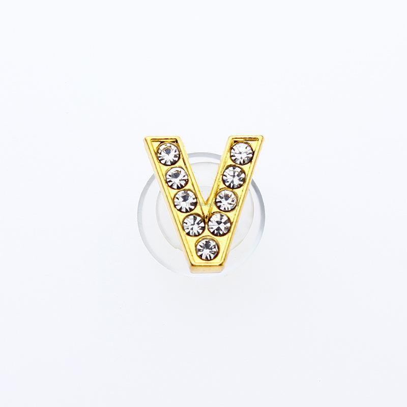 1Pcs Gold Letters Metal Shoe Charms Crystal Diamond Alloy Charms Shoes Accessories Buckle High Quality Shoes Decoration