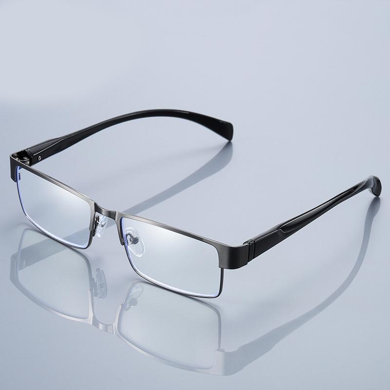 J89868 Anti Blue Light Reading Glasses Metal Squared Computer Readers Unisex Corrective Eyeglasses 1.0-4.0 Blue Light Blocking