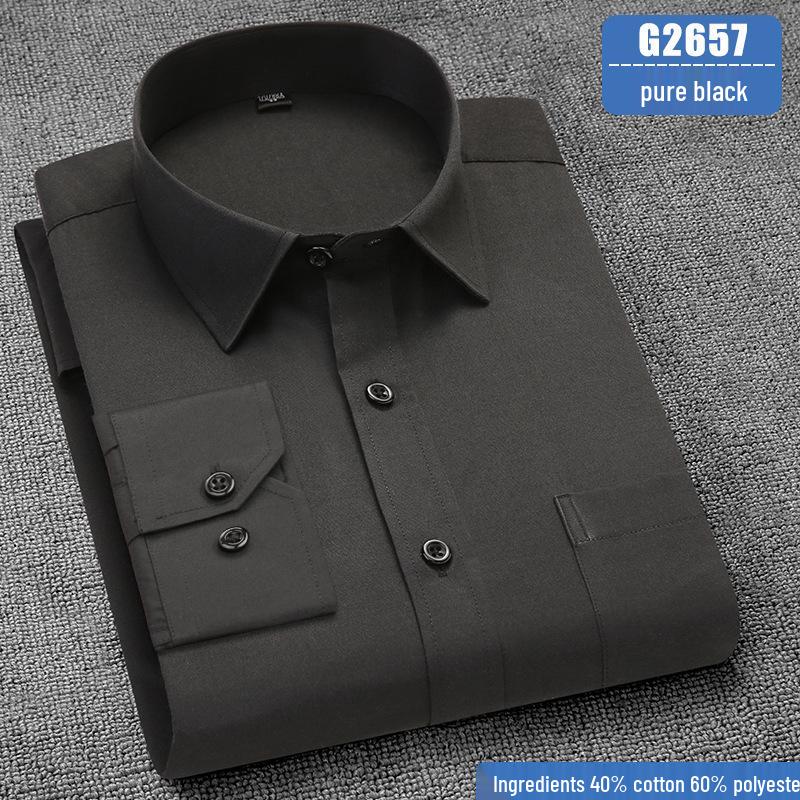 Pánská košile s dlouhým rukávem nežehlivá - Přizpůsobitelné logo, Ležérní jednobarevná pro práci a podnikání