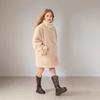 Winter Warm Girls Fashion Double-Breasted Cotton Lined Faux Fur Jackets School Kid Thick Coat Children Outfit Windbreaker