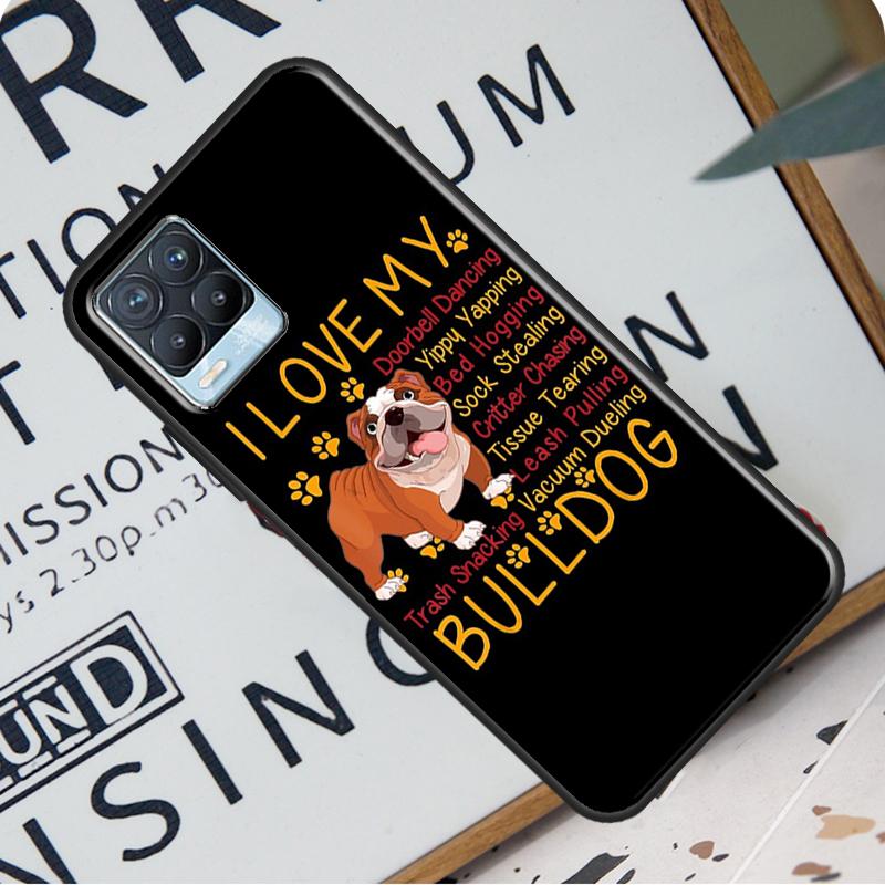 English Bulldog Heartbeat For OnePlus 9 Pro 8T 9R Nord 2 Phone Case For Realme 6 7 8 Pro 8i GT Master GT Neo 2 C21