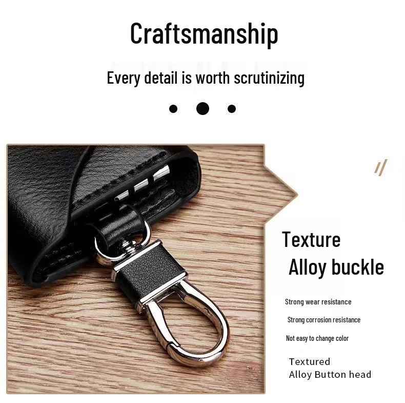 Men's Genuine Leather Large Capacity Key Holder - Multi-functional Waist Hanging Key Case for Home Use