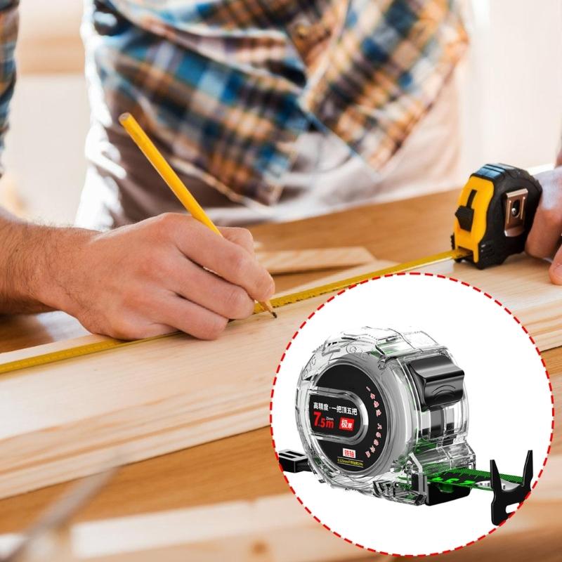 5m Transparent Tape Measure with Fluorescent Marking  Ruler Tape with Auto Lock Easy To Use for Low Light Environment