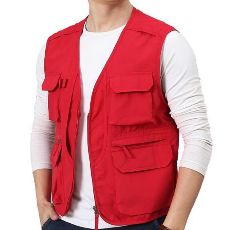 Gilet d'été en maille pour hommes, photographie, travail, multi-poches, gilet de journaliste en plein air, vestes sans manches  30