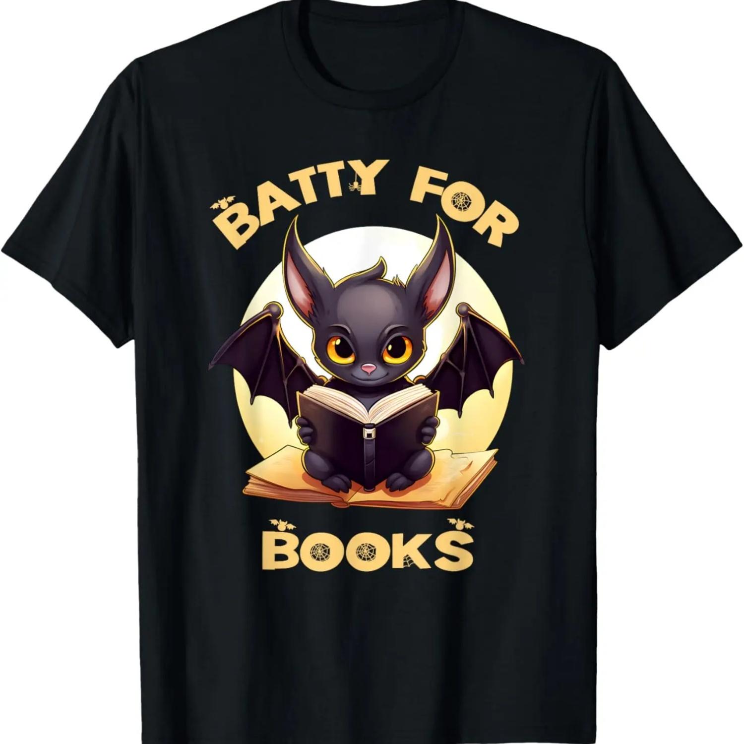 Batty Book Lover Teacher School Librarian Bookish Halloween T-Shirt S чёрный