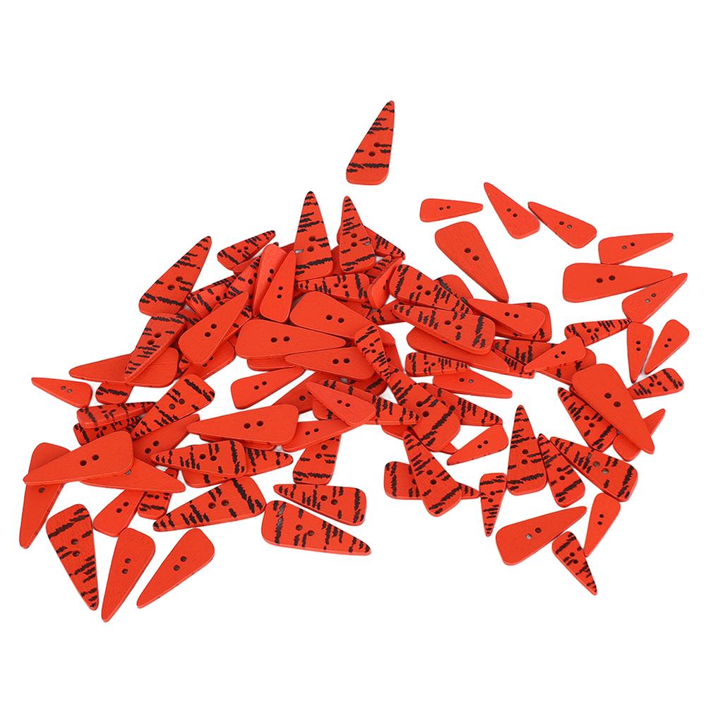 100pcs Orange Carrot Button 4 Sizes DIY Cute Wood Buttons for Crafting Sewing Christmas with 2 Holes