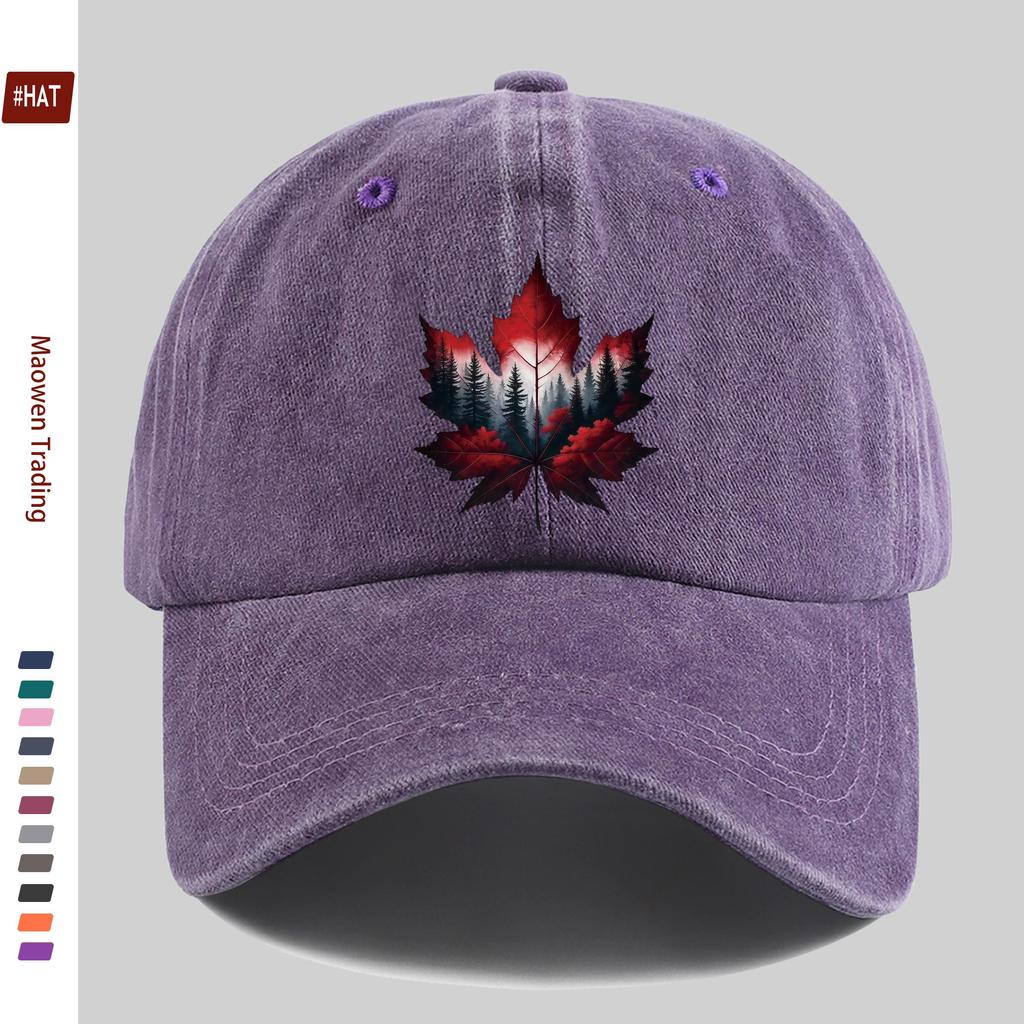 pc Red Maple Leaf Print Pattern Baseball Cap Fashion Decor Sun Hat for Travel Lovers Truck Driver Papa Hat Comfortable And L
