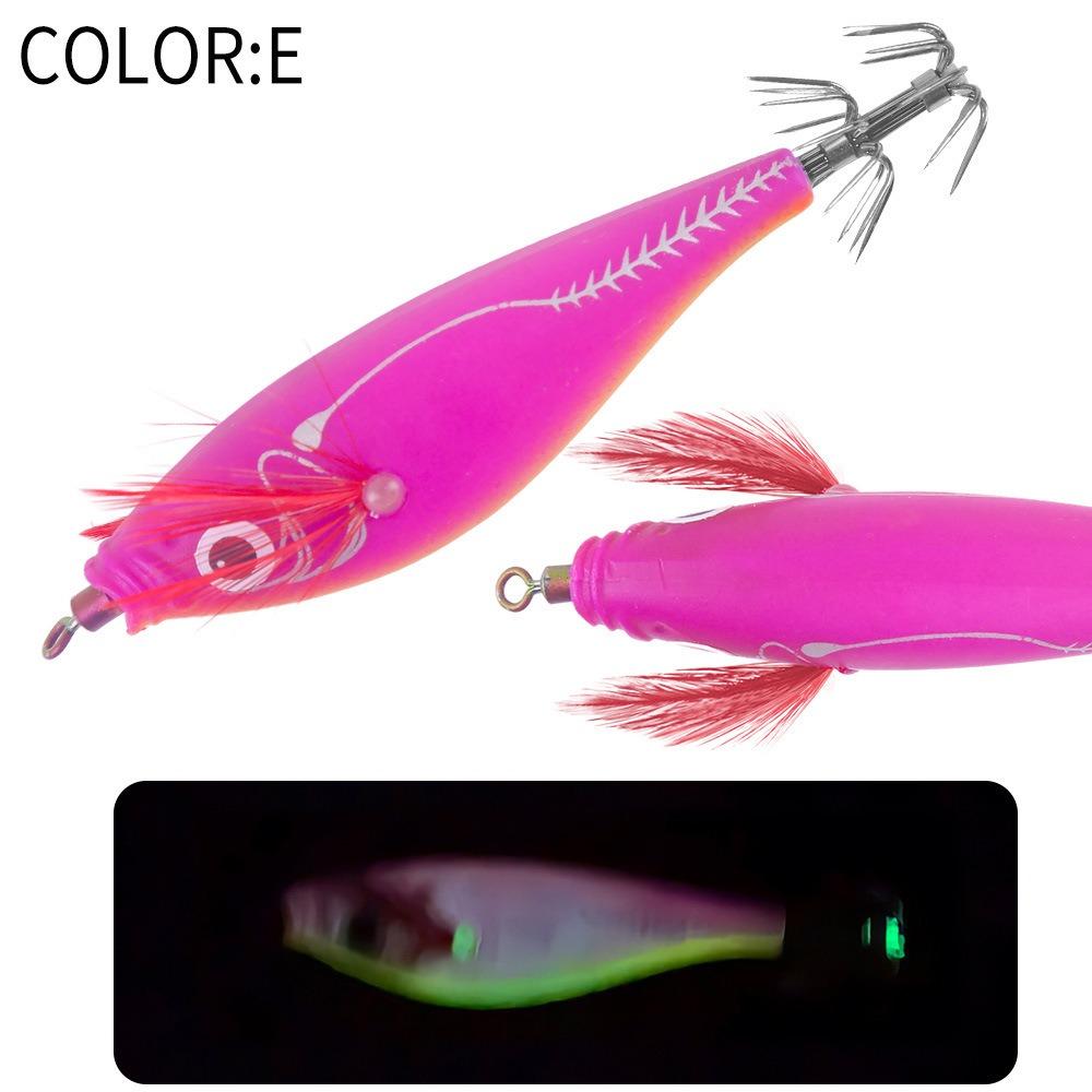 Shrimp 80mm 7g Squid Jig with Sound Beads Horizontal Artificial Calamar Wood Shrimp Webfoot Slow Sinking Lure Sea Fishing