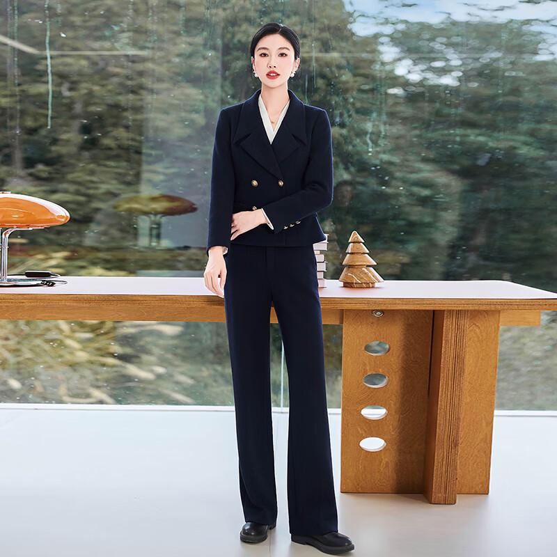 Women's Elegant Double-breasted Blazer & Wide-Leg Pants Set