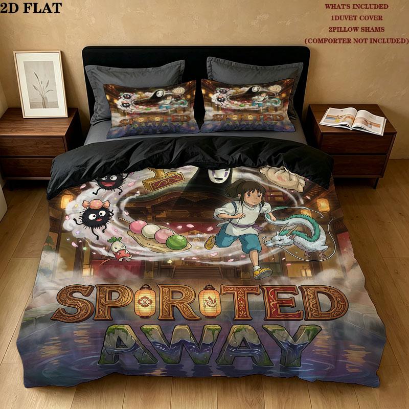Away Pattern Bedding Quilt Set Quilt Cover Pillowcase Home Birthday Gift(1 * duvet cover + 2 * pillowcase, without core)